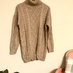 Wool-Cashmere Blend Tunic Length Sweater